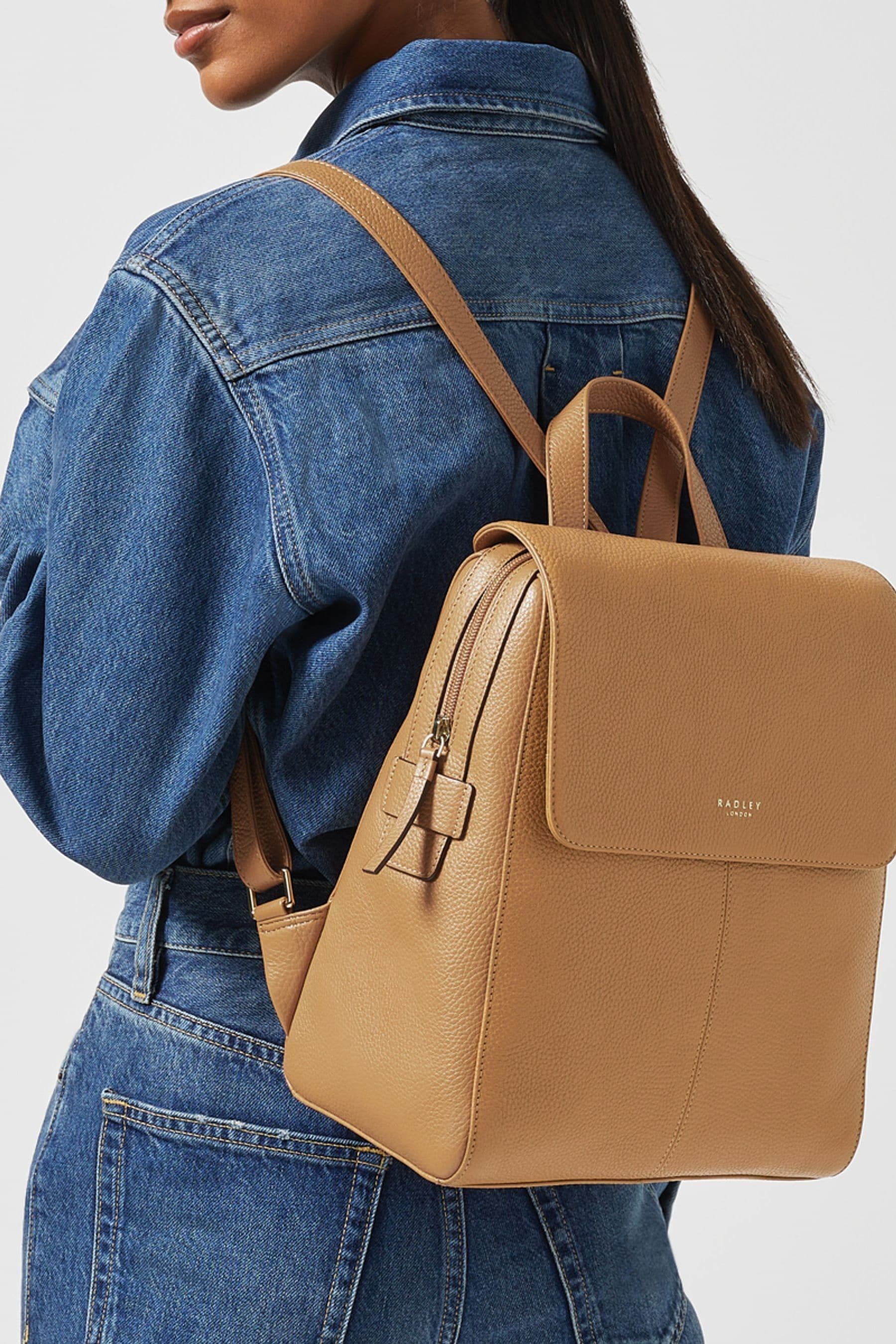 Buy Radley London Lorne Close Large Flapover Brown Backpack from Next Luxembourg
