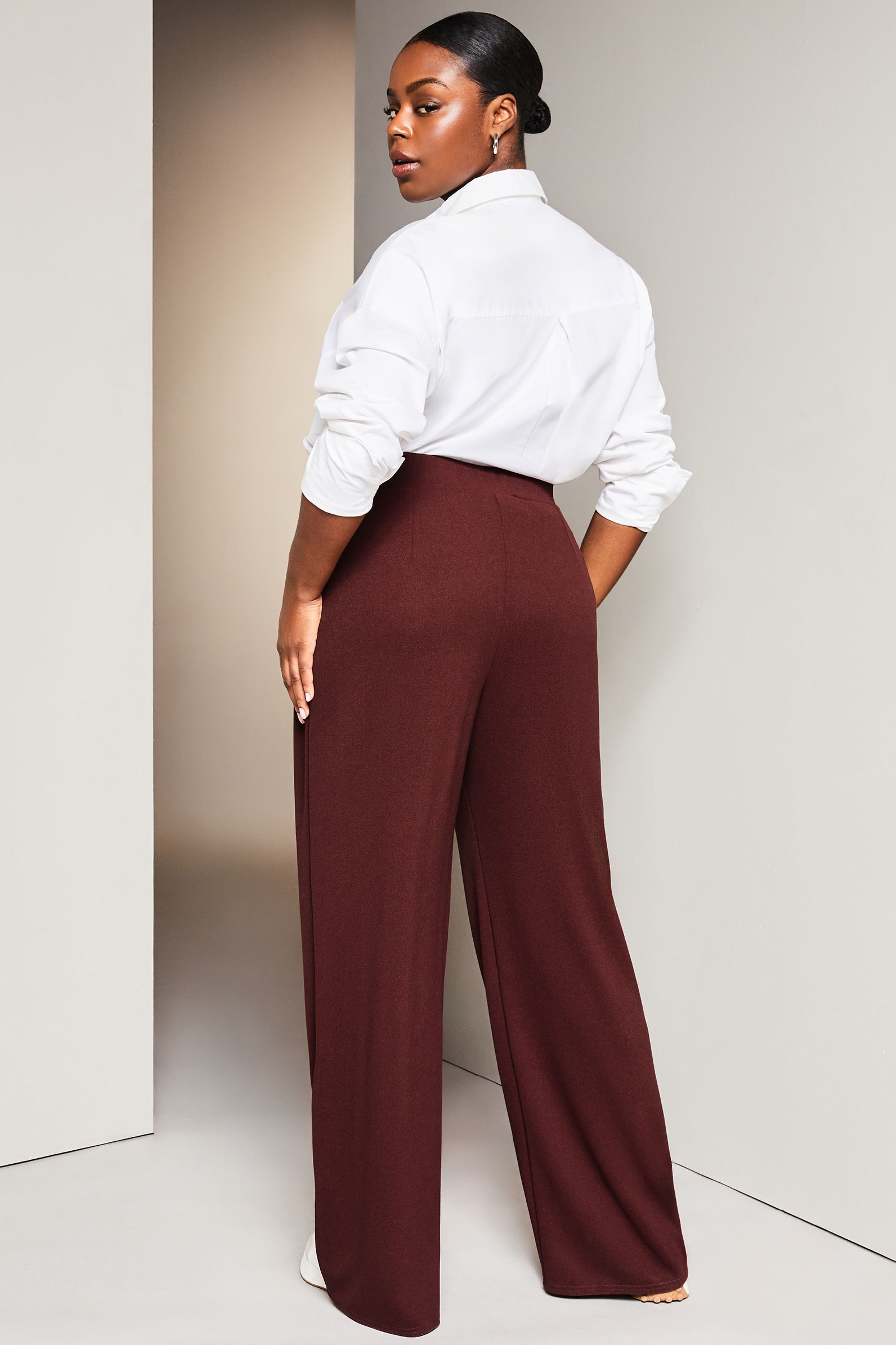 Buy Lipsy Berry Red Curve High Waist Wide Leg Tailored Trousers from Next Luxembourg