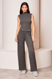 Lipsy Grey Cosy Wide Leg Trousers - Image 3 of 4