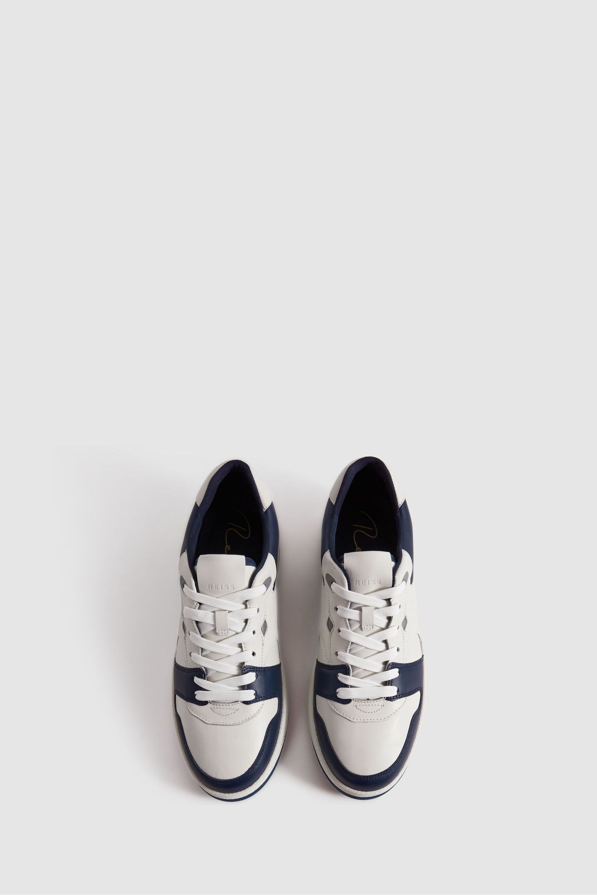 Reiss Navy/White Astor Leather Lace-Up Trainers - Image 3 of 5