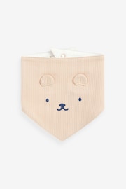 Navy Blue/Tan Brown Bear Baby 100% Cotton Bibs 5 Pack - Image 6 of 7