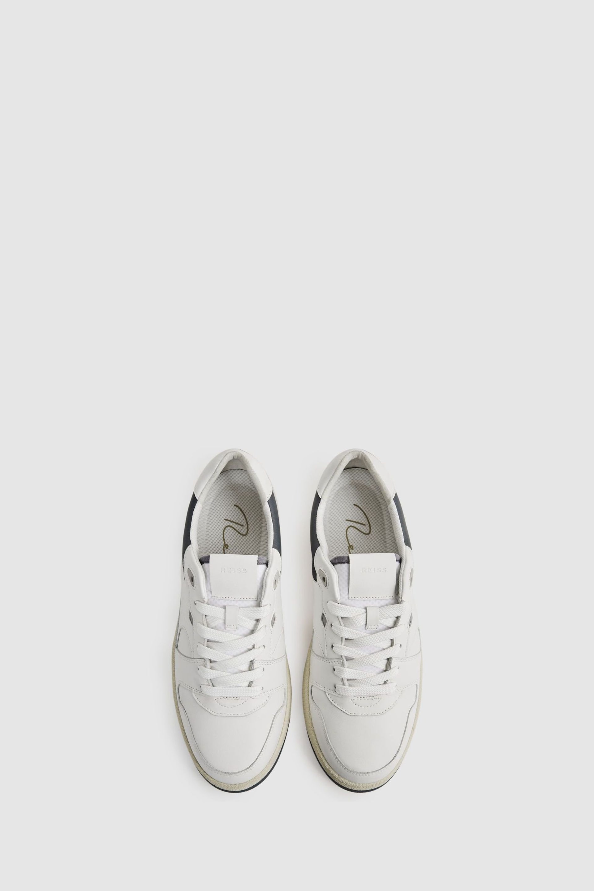 Reiss White Astor Leather Lace-Up Trainers - Image 3 of 5