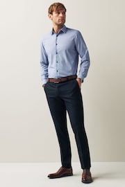 Blue Regular Fit Trimmed Easy Care Single Cuff Shirt - Image 2 of 8