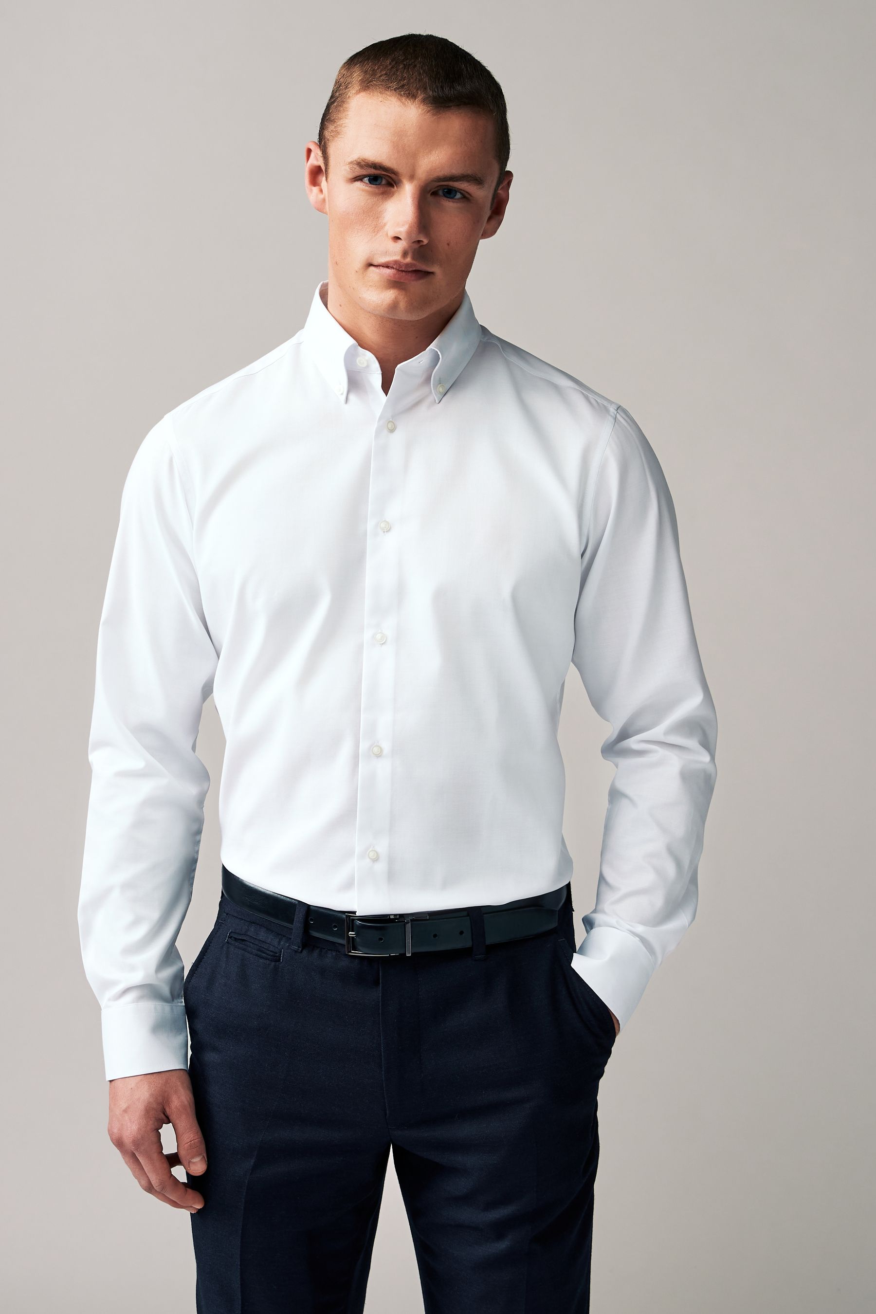Mens white slim fit oxford shirt hot sale