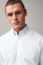 White Slim Fit Easy Care Oxford Shirt - Image 4 of 10