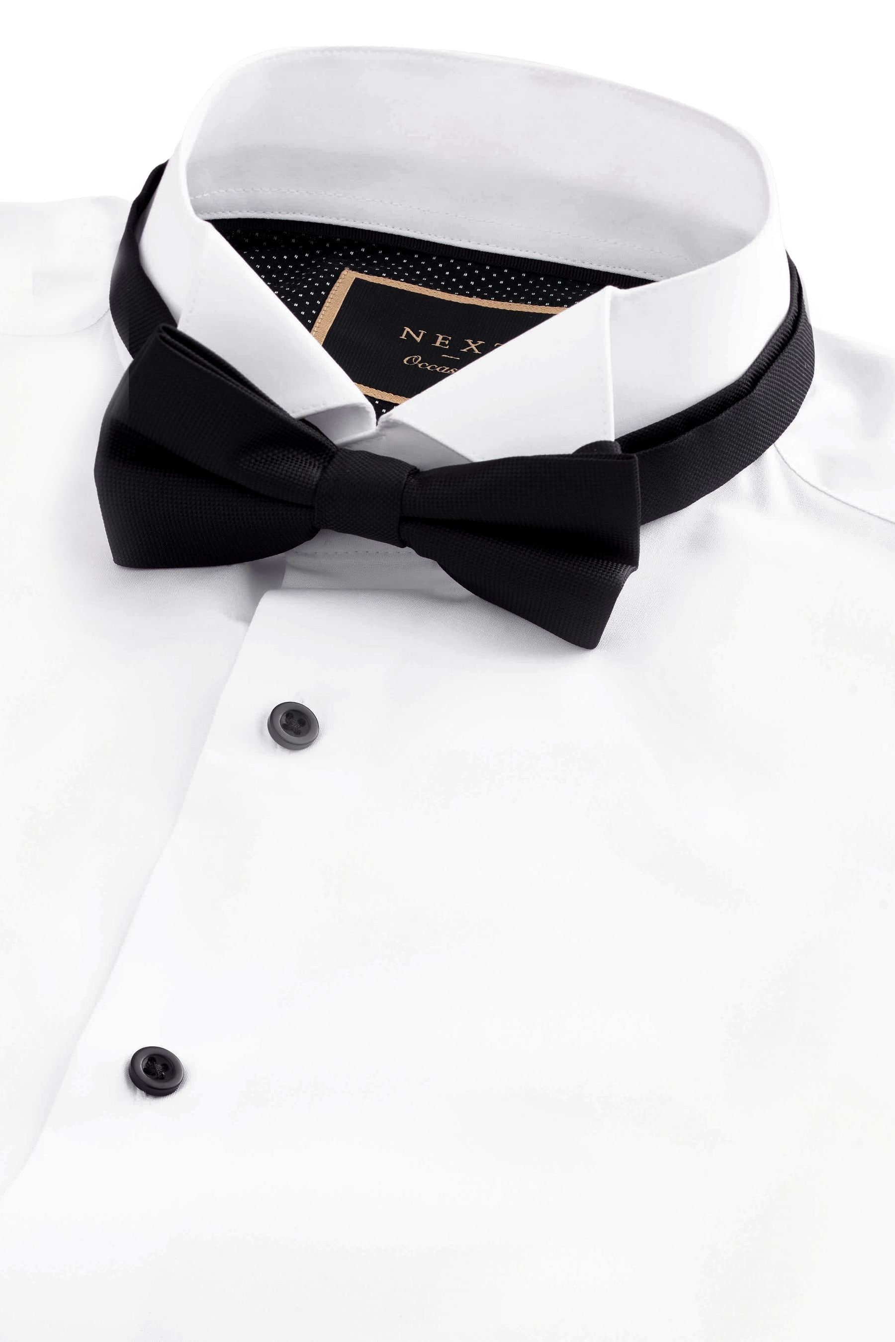 White/Black Slim Fit Single Cuff Shirt And Bow Tie Pack