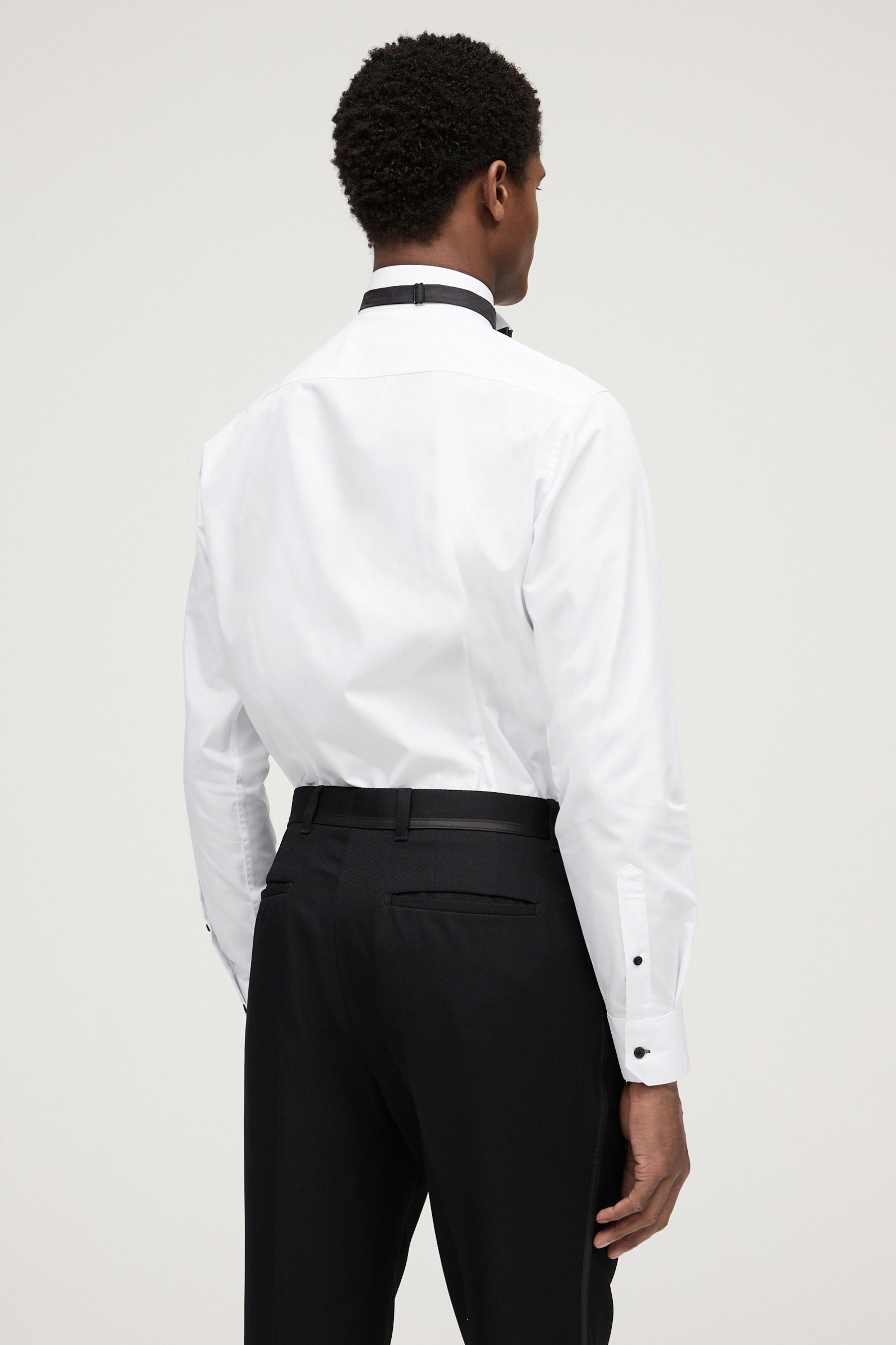 White/Black Slim Fit Single Cuff Shirt And Bow Tie Pack