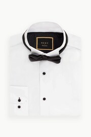 White/Black Slim Fit Single Cuff Occasion Shirt And Bow Tie Set - Image 4 of 7