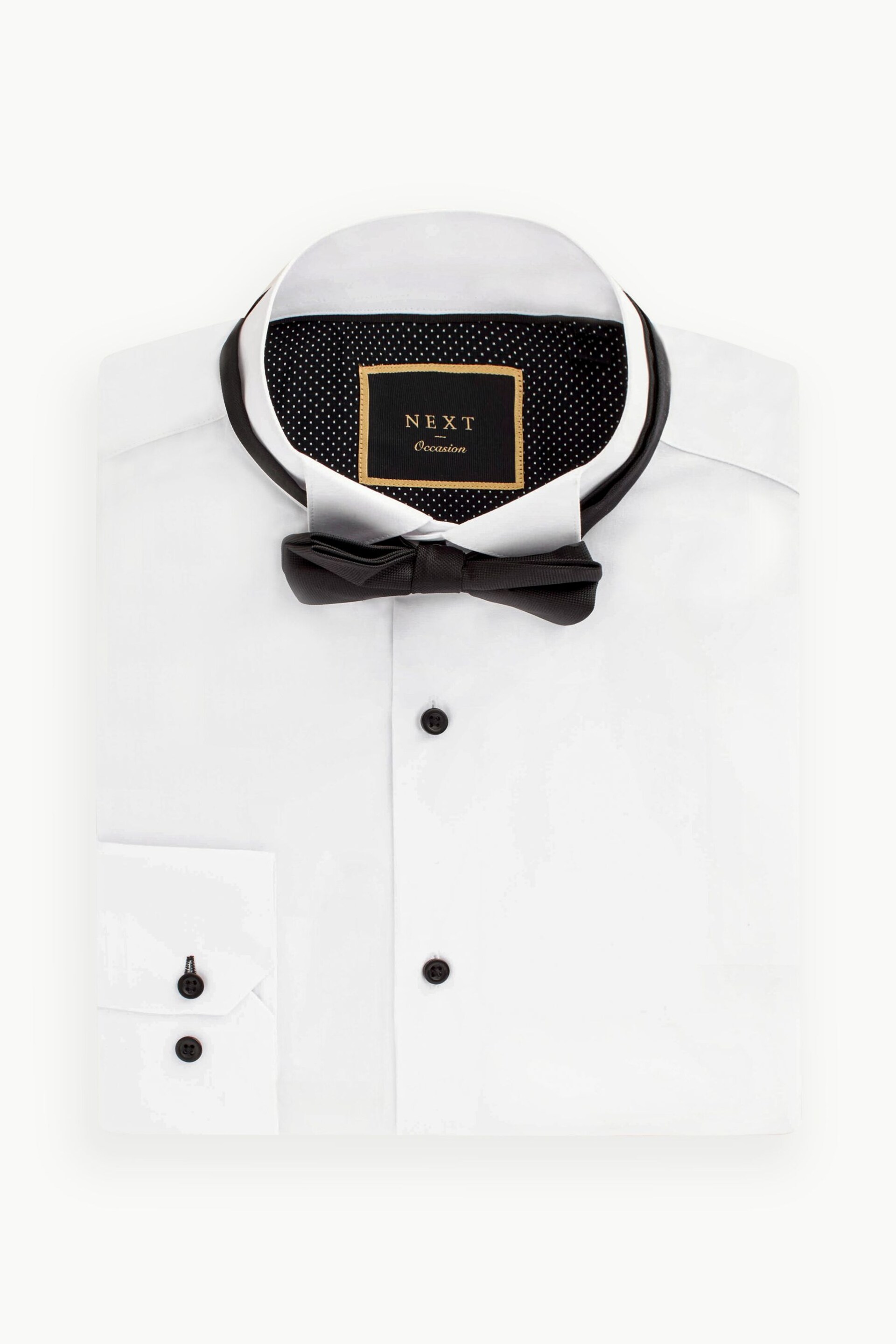 White/Black Slim Fit Single Cuff Occasion Shirt And Bow Tie Set - Image 4 of 7