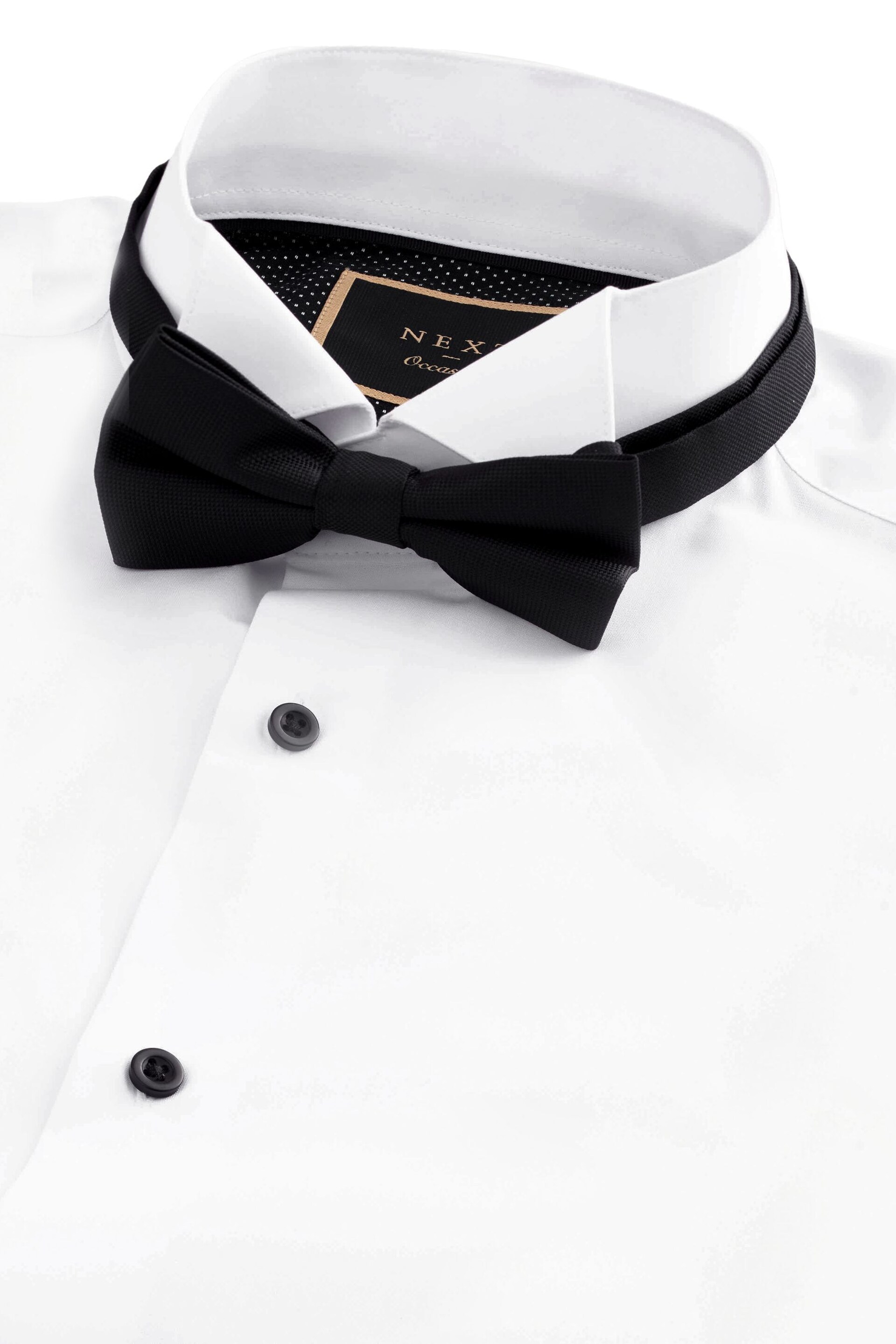 White/Black Slim Fit Single Cuff Occasion Shirt And Bow Tie Set - Image 5 of 7