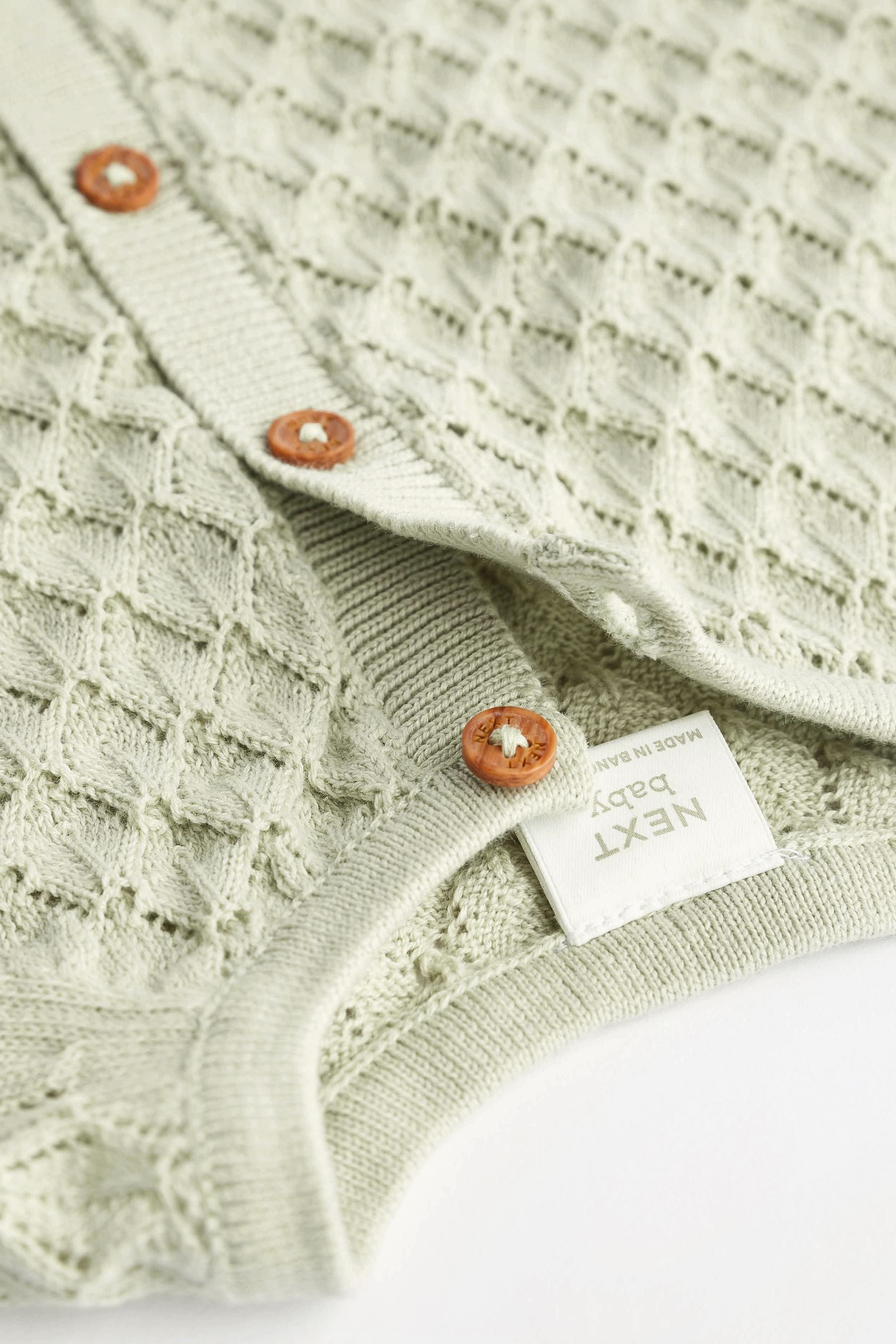 Buy Sage Green Baby Pointelle Knitted Cardigan 0mths 2yrs from Next Luxembourg