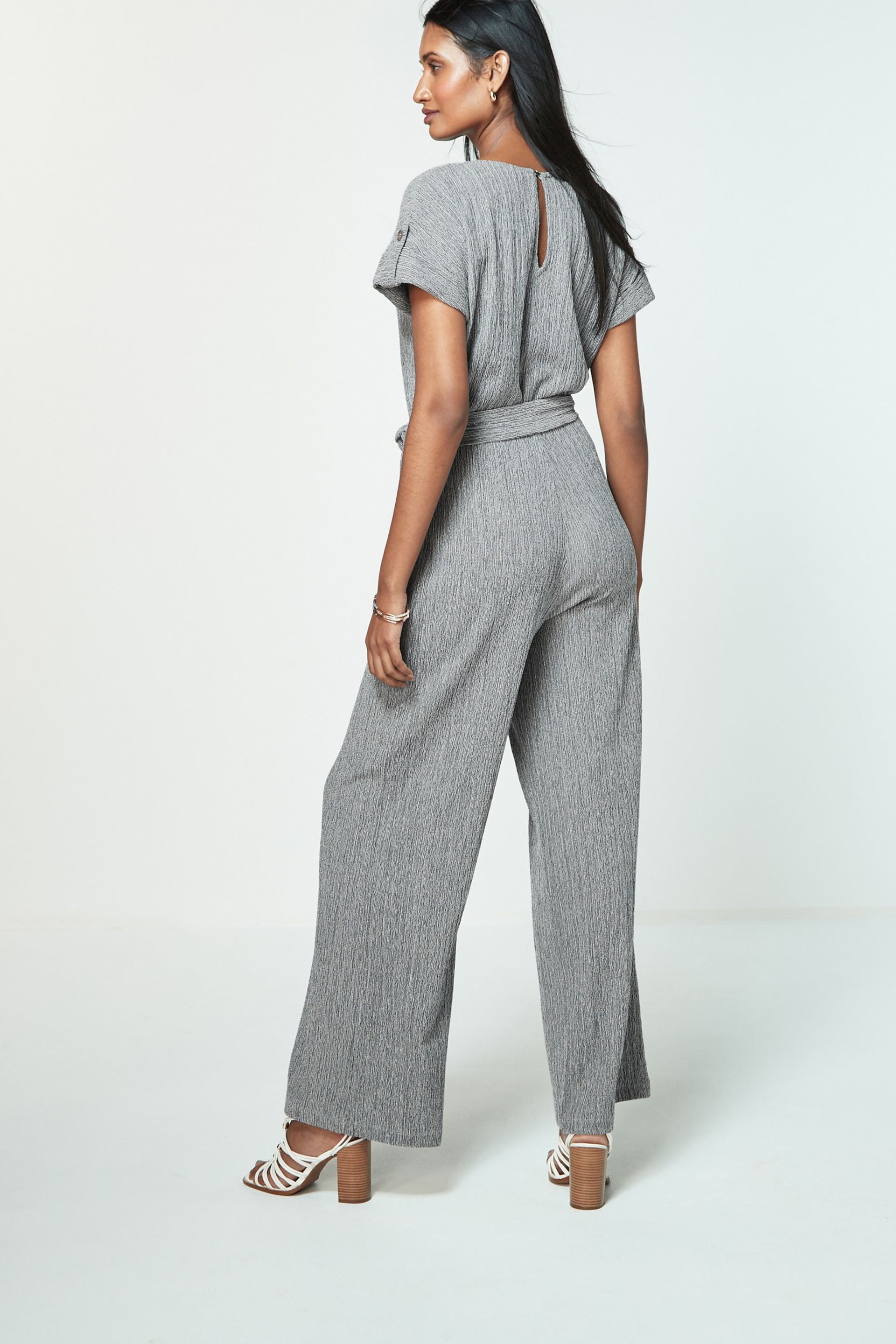 Grey Textured Utility Jumpsuit - Image 3 of 6