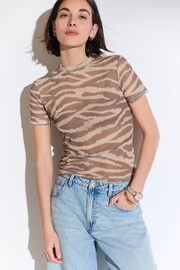 Zebra Short Sleeve Mesh Top - Image 3 of 6