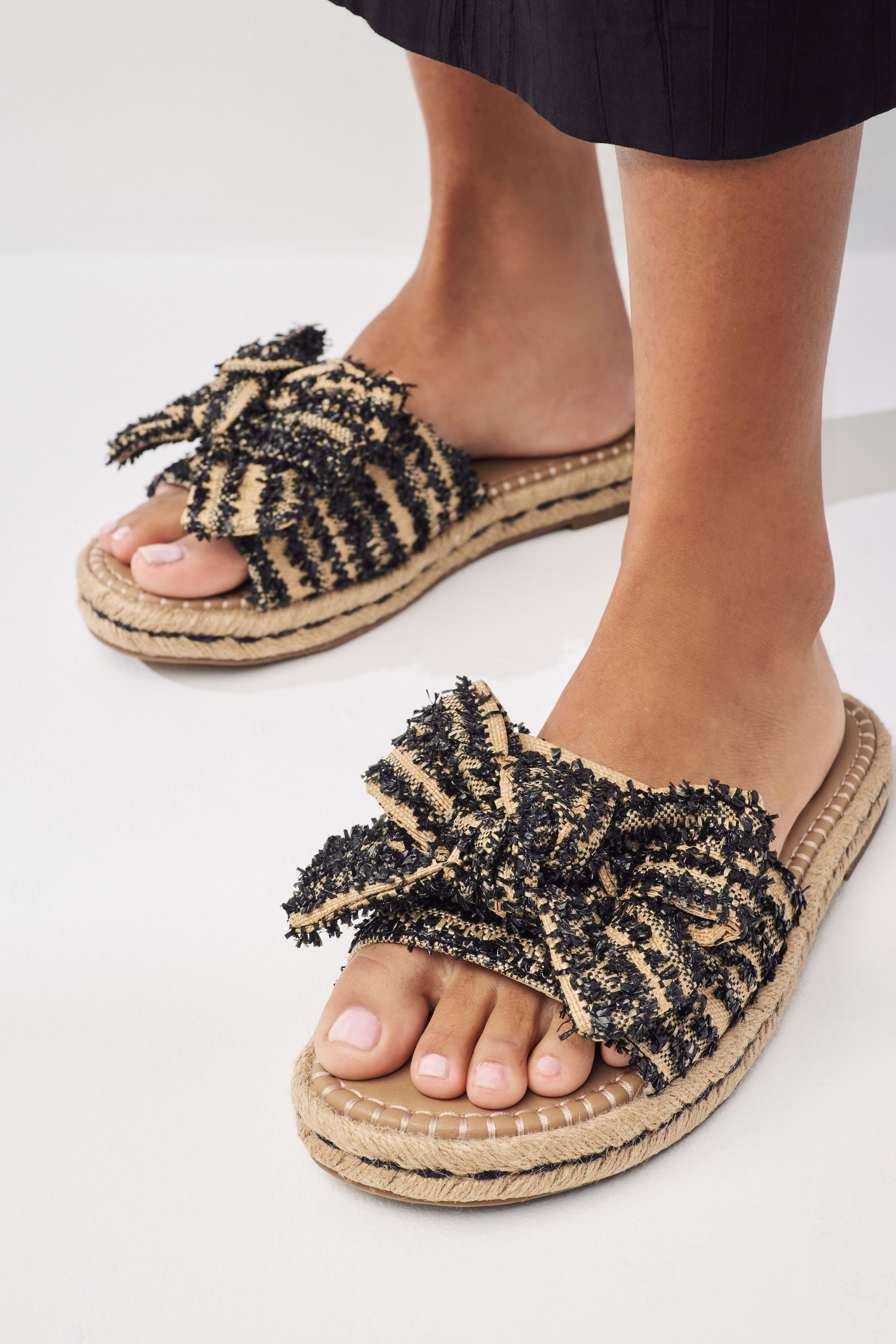 Buy Black Bow Flatform Espadrille Sandals from Next Luxembourg