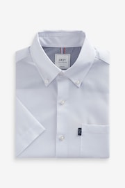 White Slim Fit Short Sleeve Easy Iron Button Down Oxford Shirt - Image 5 of 7