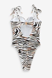 Mint Velvet Zebra Print Cupped Tummy Control Swimsuit - Image 4 of 5