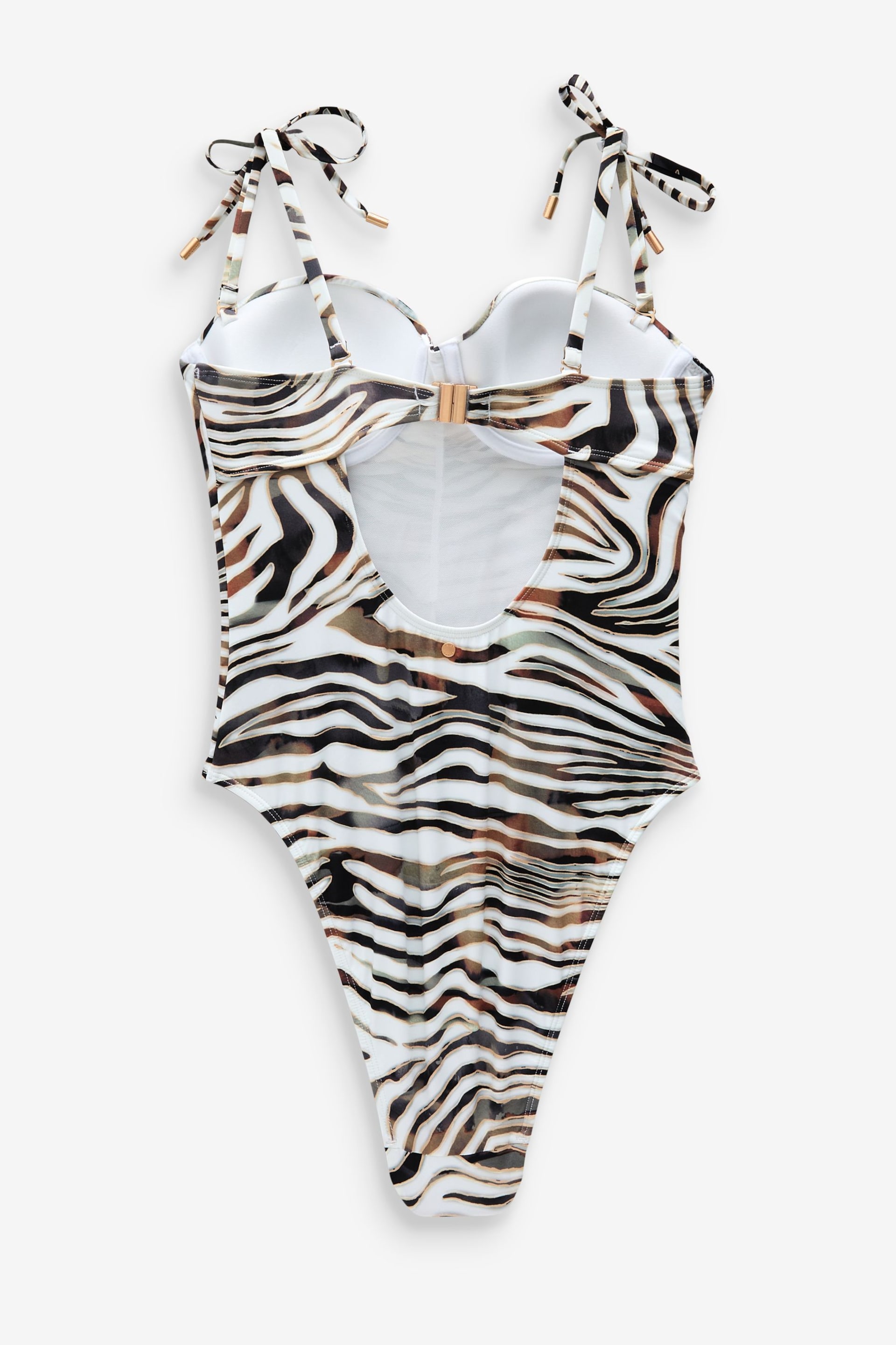 Mint Velvet Zebra Print Cupped Tummy Control Swimsuit - Image 4 of 5
