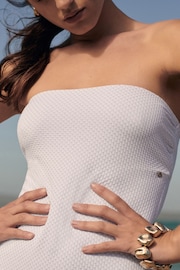 White Glitter Bandeau Tummy Shaping Control Swimsuit - Image 5 of 7