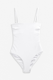White Glitter Bandeau Tummy Shaping Control Swimsuit - Image 7 of 7