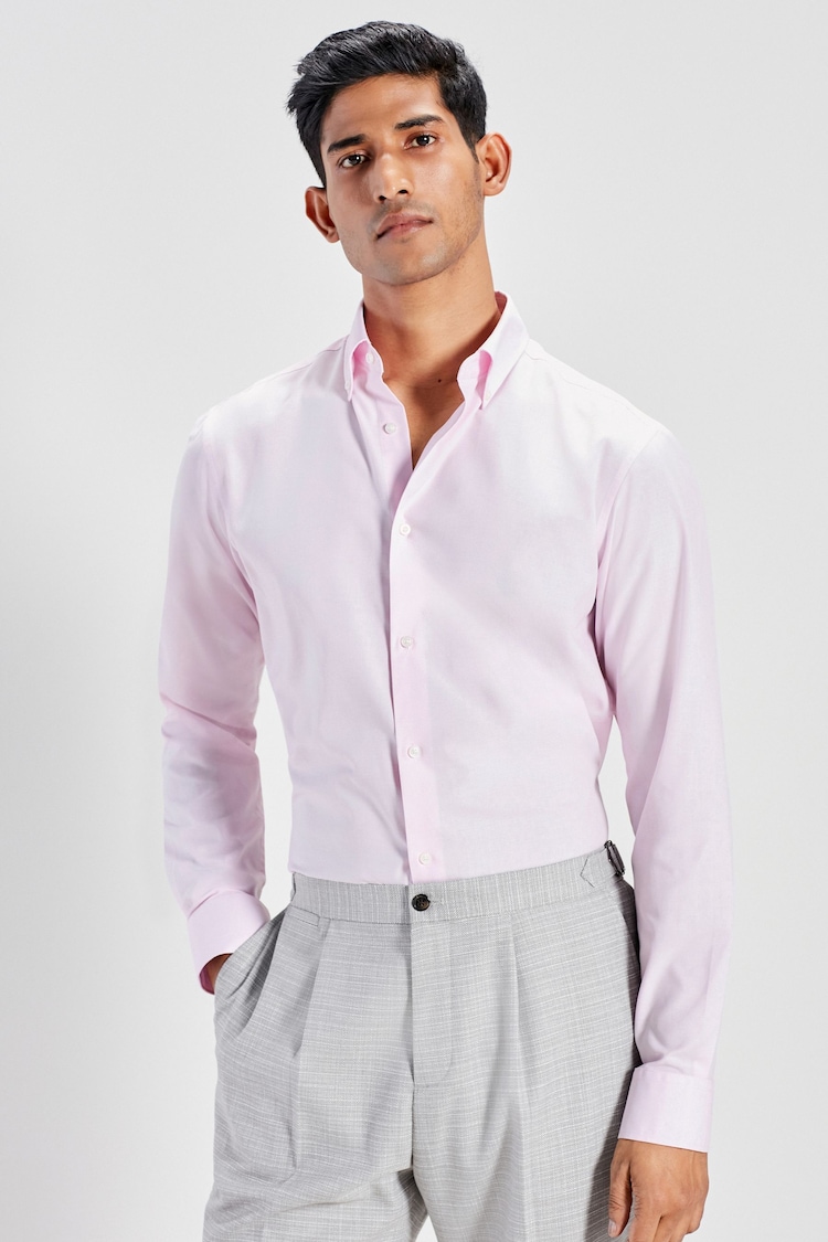 Light Pink Slim Fit Easy Care Oxford Shirt - Image 1 of 8