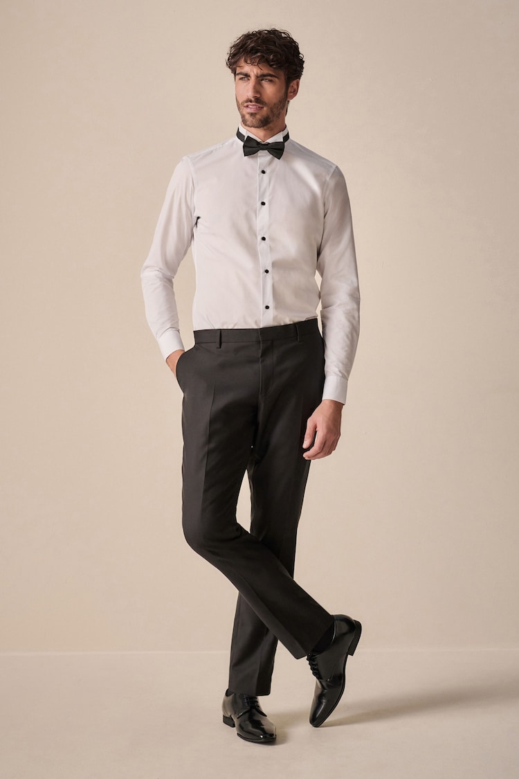 White/Black Skinny Fit Single Cuff Shirts And Bow Ties Pack - Image 2 of 4