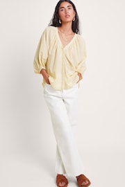 Monsoon Yellow 100% Cotton Avery Stripe Blouse - Image 1 of 5