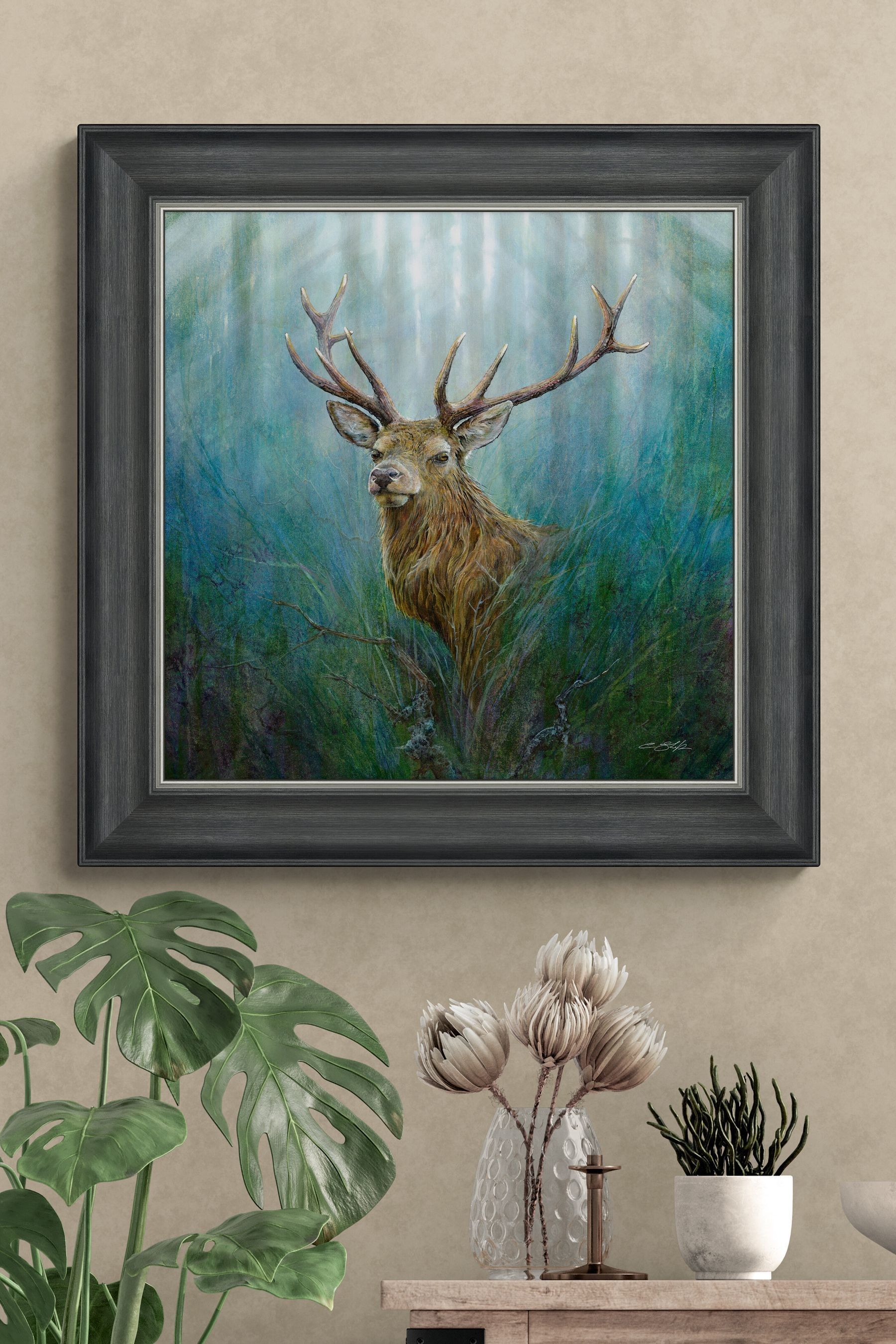 Buy Artko Grey Red Deer Stag by Chris Sharp Framed Art from the Next UK online shop