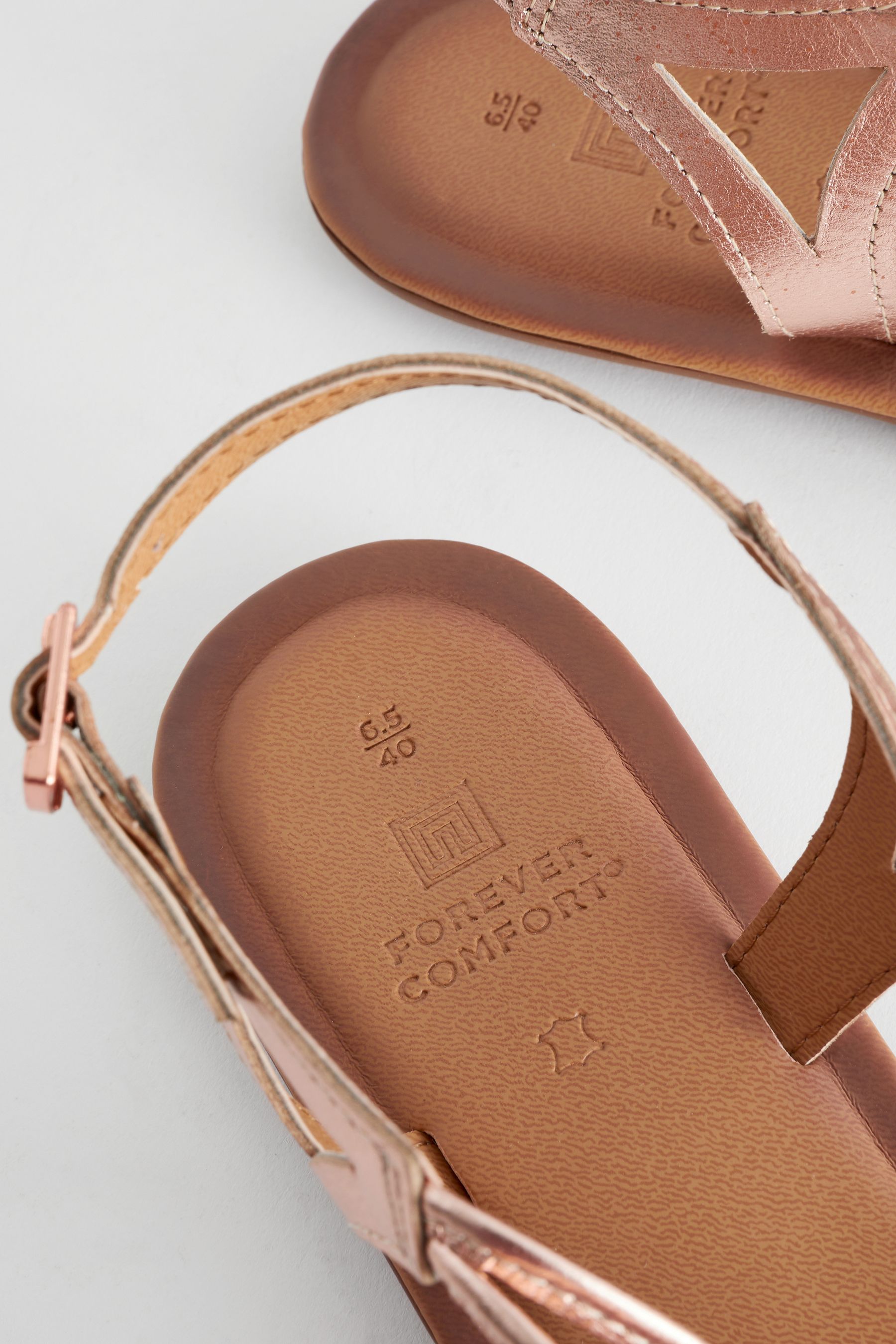 Buy Rose Gold Extra Wide Fit Forever Comfort Leather Knot Sandals from Next Luxembourg