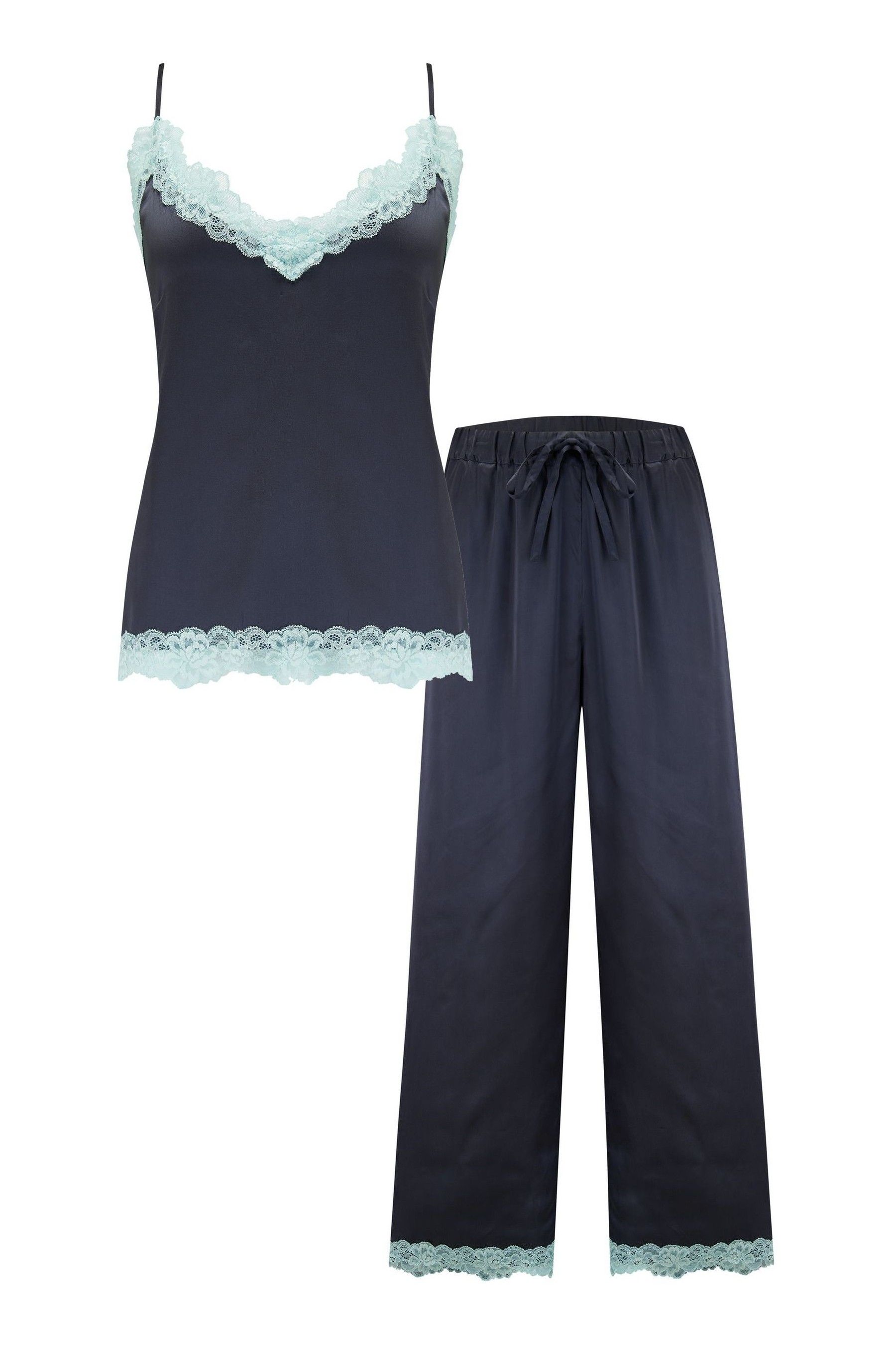 Buy Pour Moi Grey Dusk Satin and Lace Cami and Trousers Pyjamas Set from the Next UK online shop