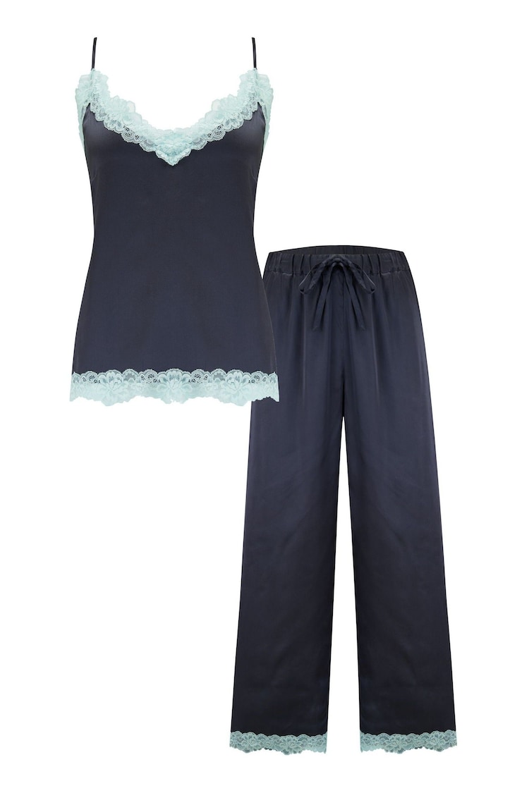 Pour Moi Grey Dusk Satin and Lace Cami and Trousers Pyjamas Set - Image 4 of 4