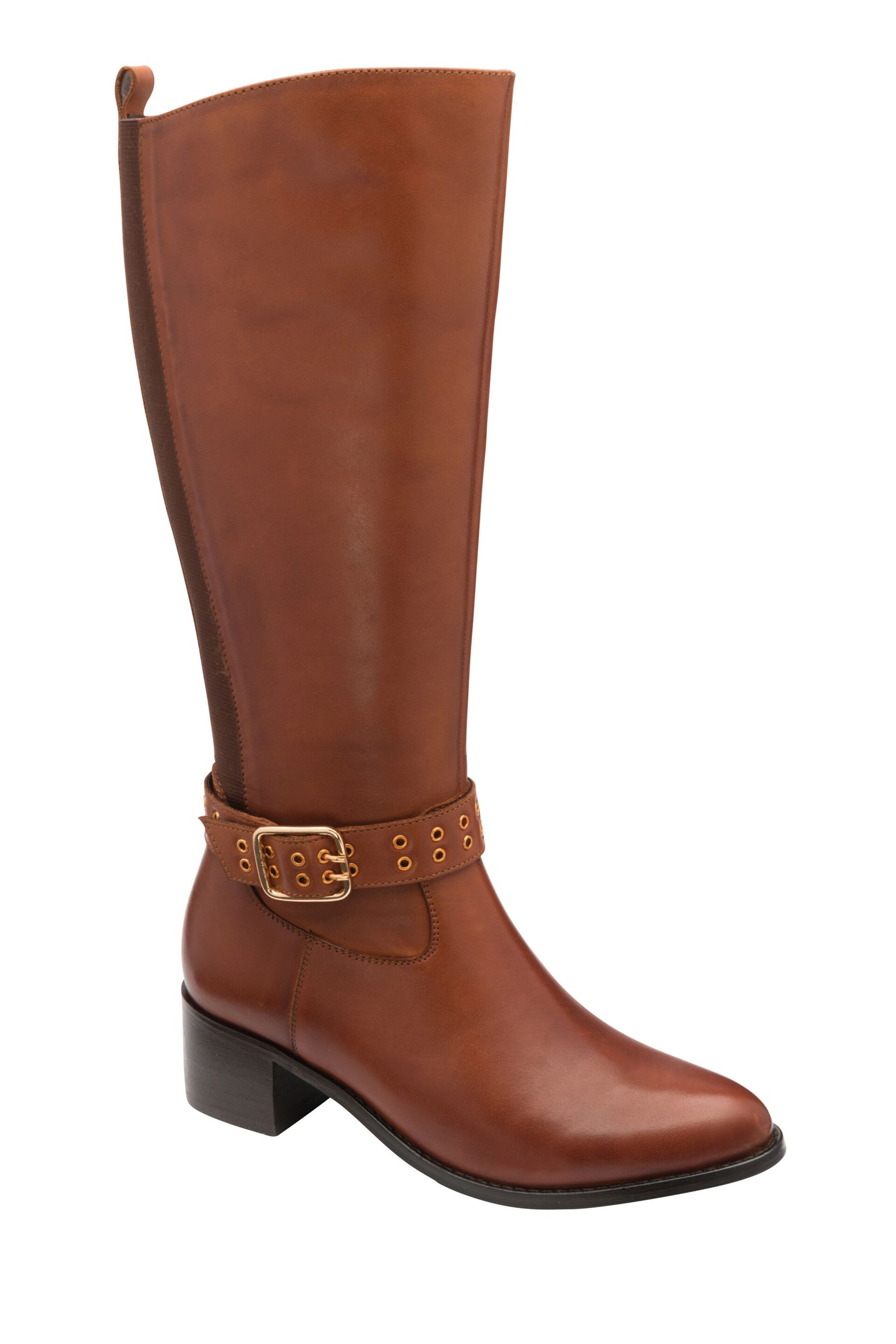 Ravel Brown Leather Zip-Up Knee High Boots - Image 1 of 4