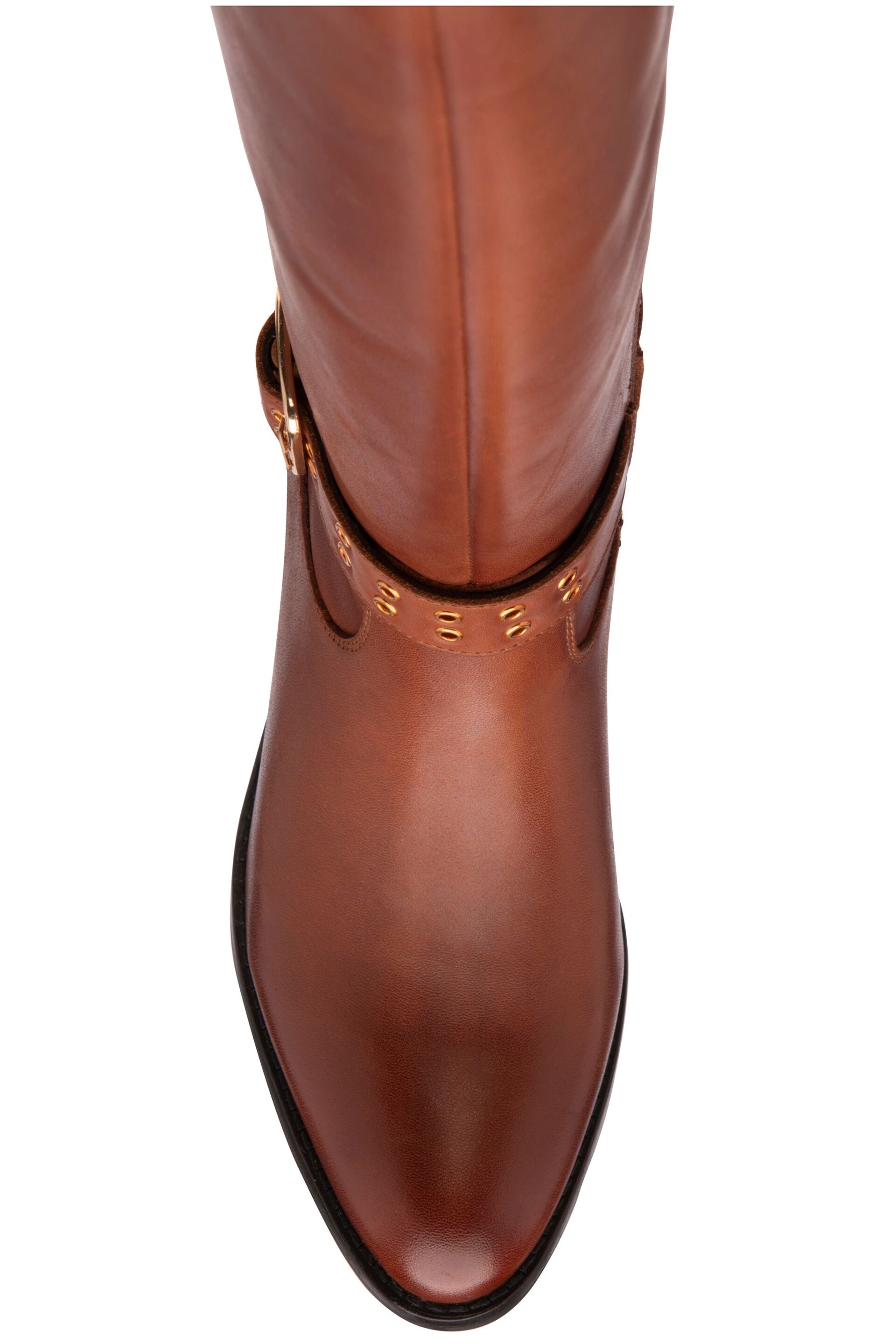 Ravel Brown Leather Zip-Up Knee High Boots - Image 4 of 4