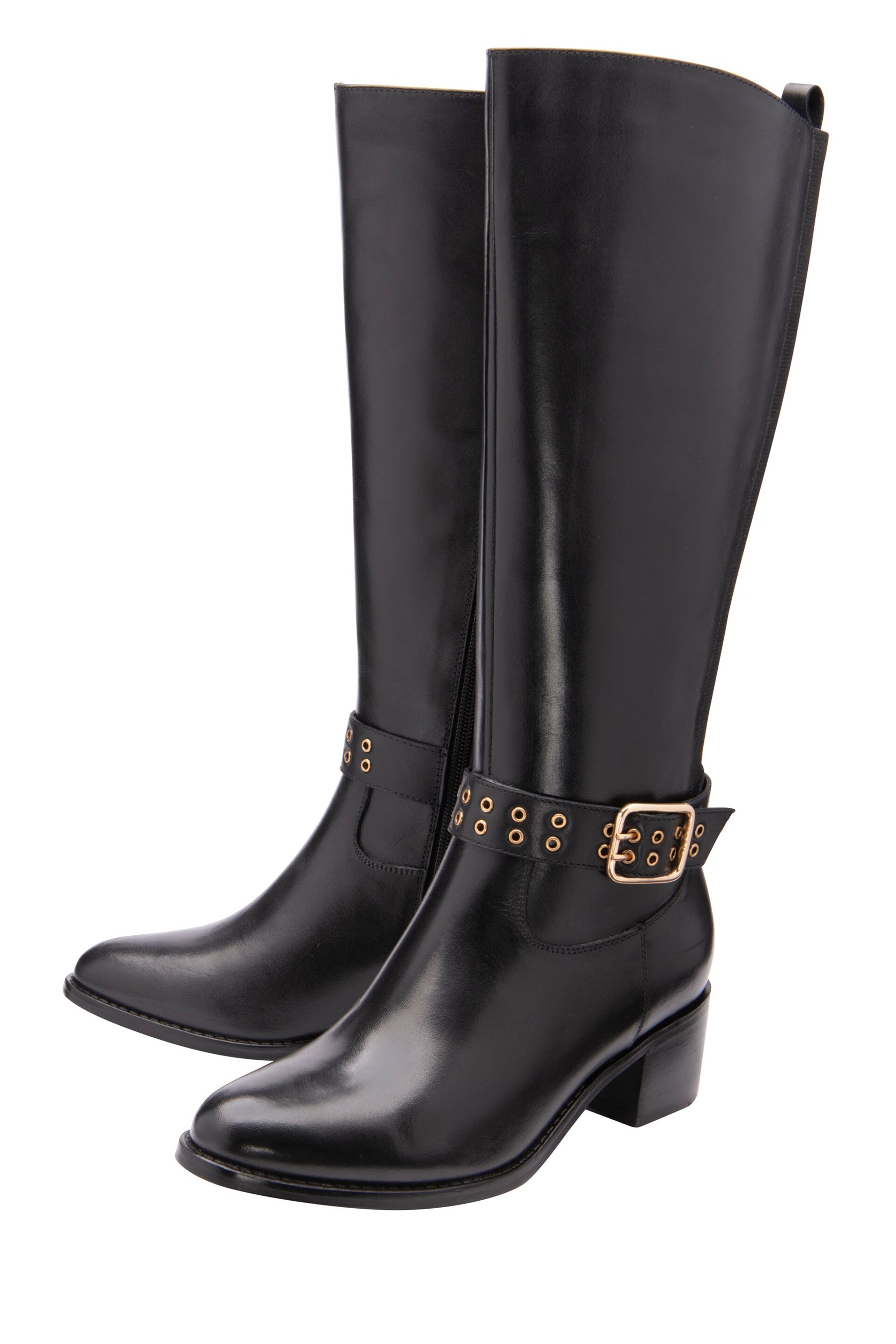 Ravel Black Leather Zip-Up Knee High Boots - Image 2 of 4