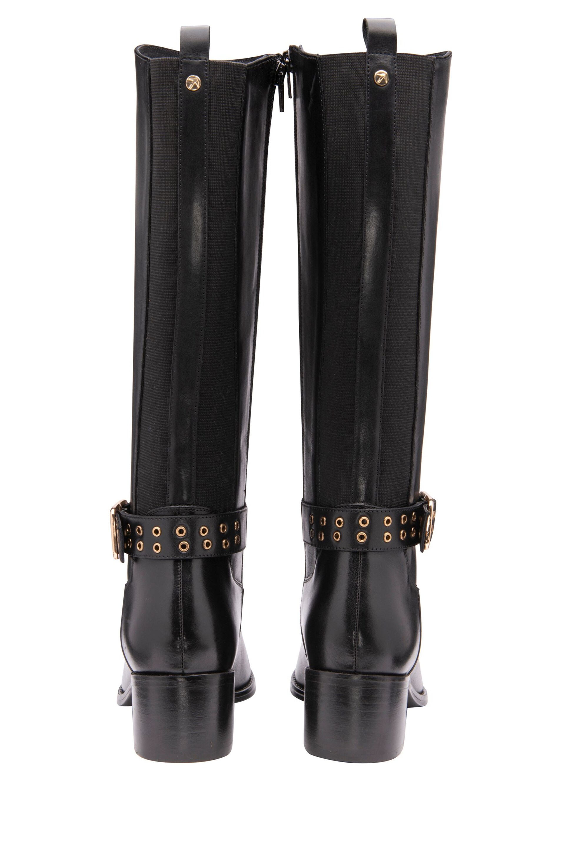 Ravel Black Leather Zip-Up Knee High Boots - Image 3 of 4