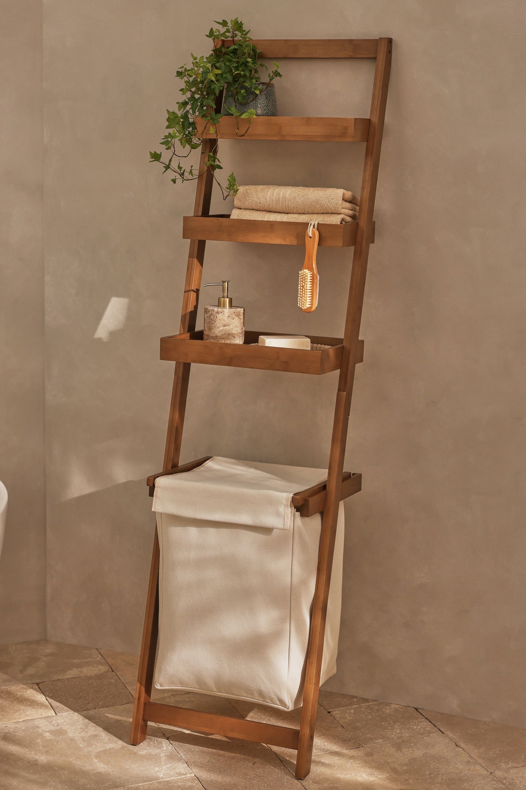 Natural Storage Ladder Laundry Basket