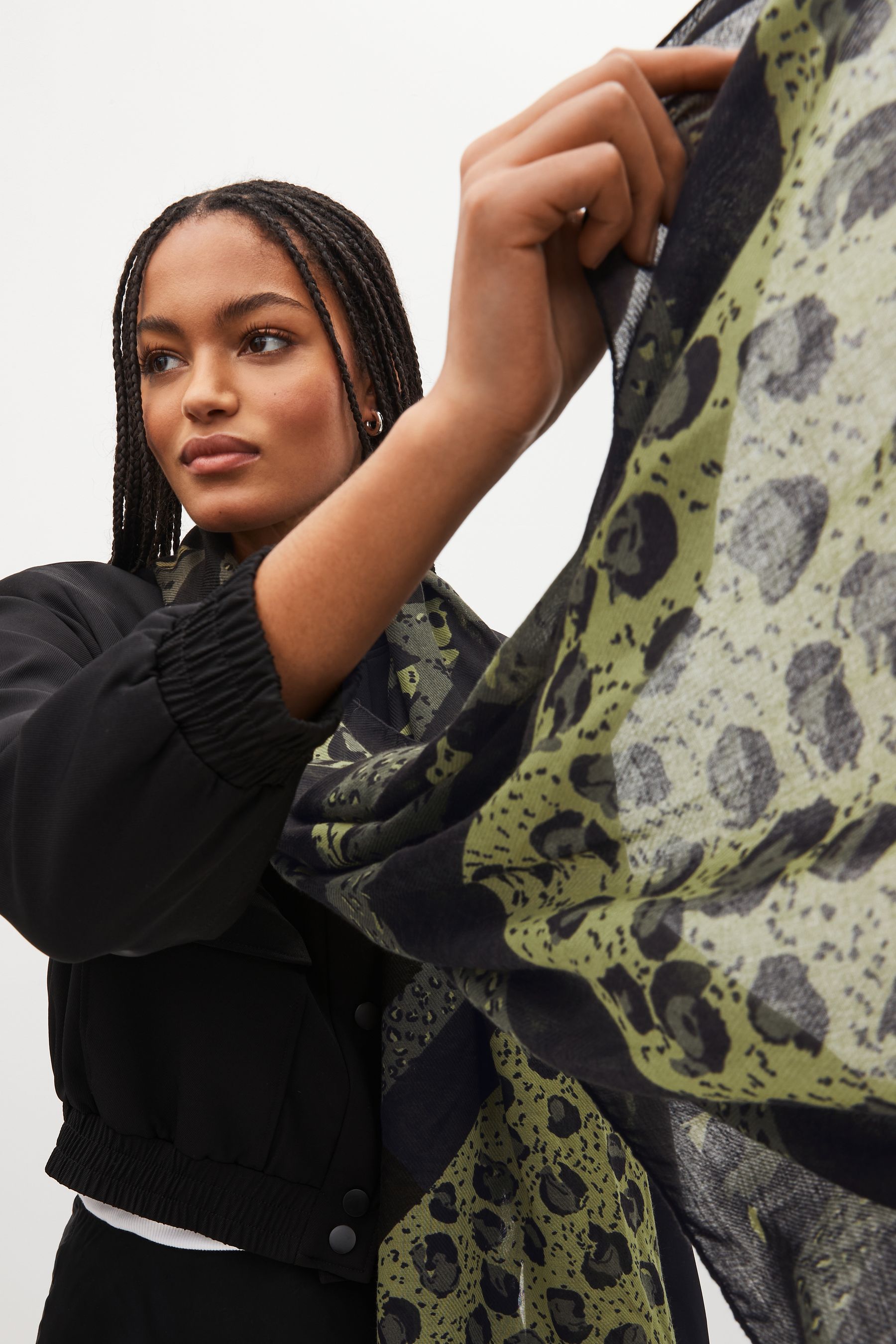 Buy Khaki Green Animal Lightweight Scarf from the Next UK online shop