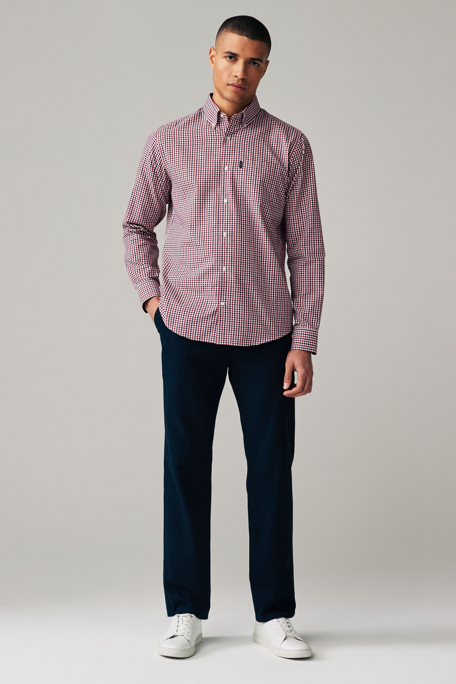 Red Gingham Easy Iron Button Down Oxford Shirt - Image 2 of 8