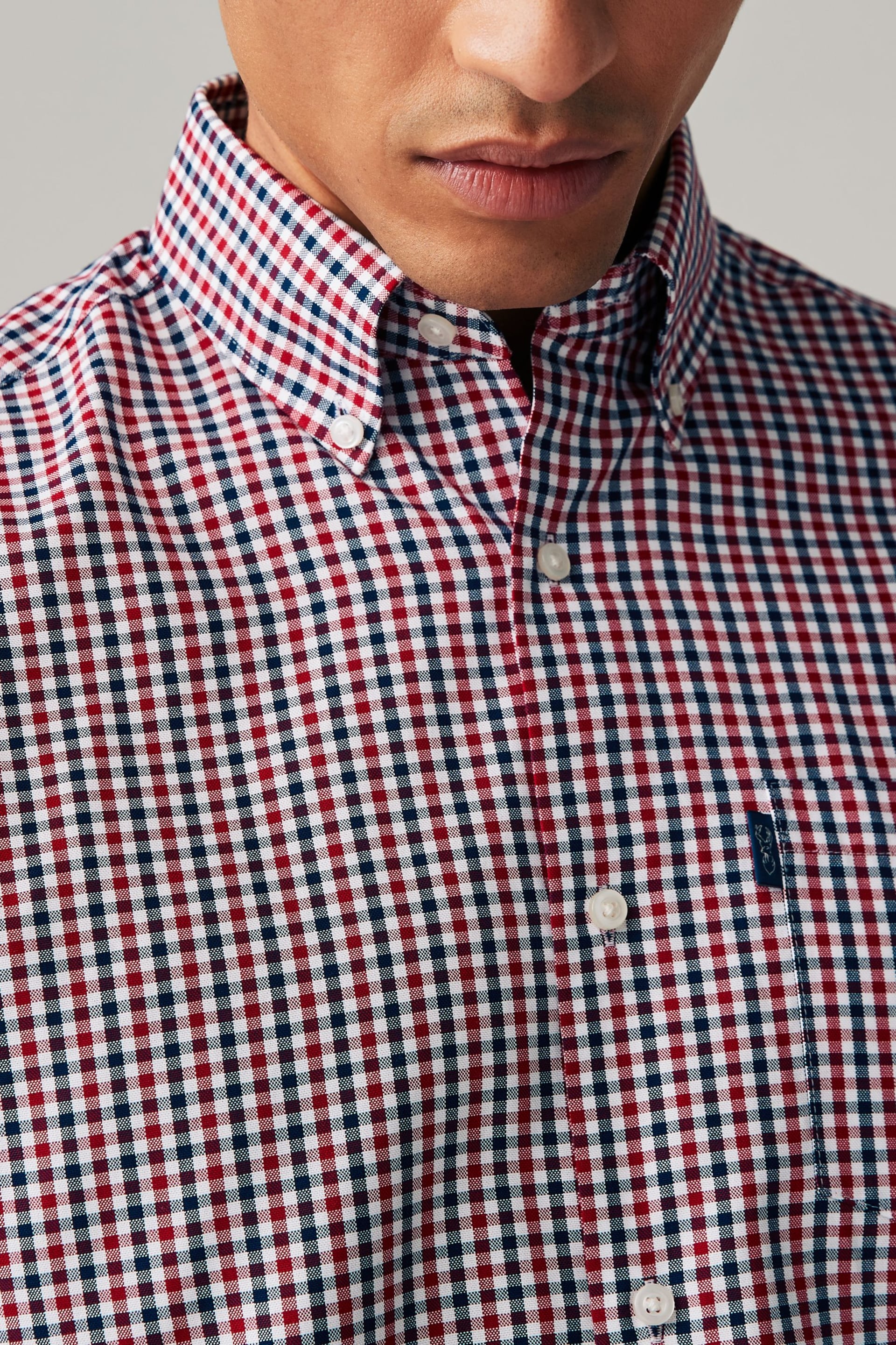 Red Gingham Easy Iron Button Down Oxford Shirt - Image 4 of 8
