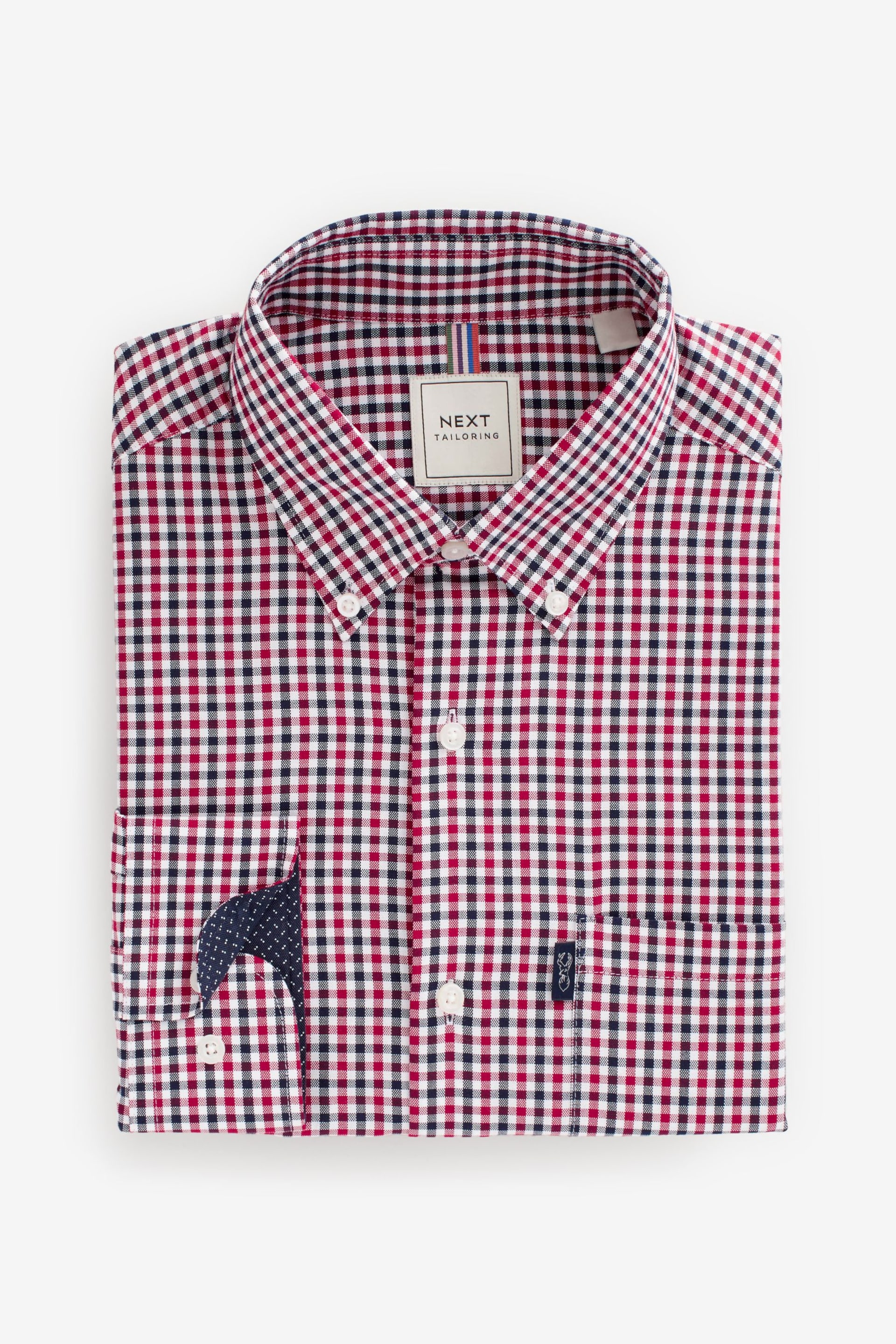 Red Gingham Easy Iron Button Down Oxford Shirt - Image 6 of 8