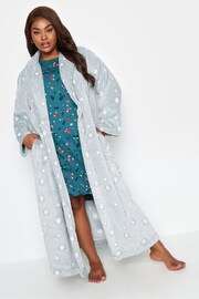 Yours Curve Grey/Green Maxi Sparkly Star Shawl Collar Robe - Image 4 of 5