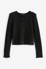 Black Long Sleeve Knit Look Button Detail Cardigan - Image 5 of 6