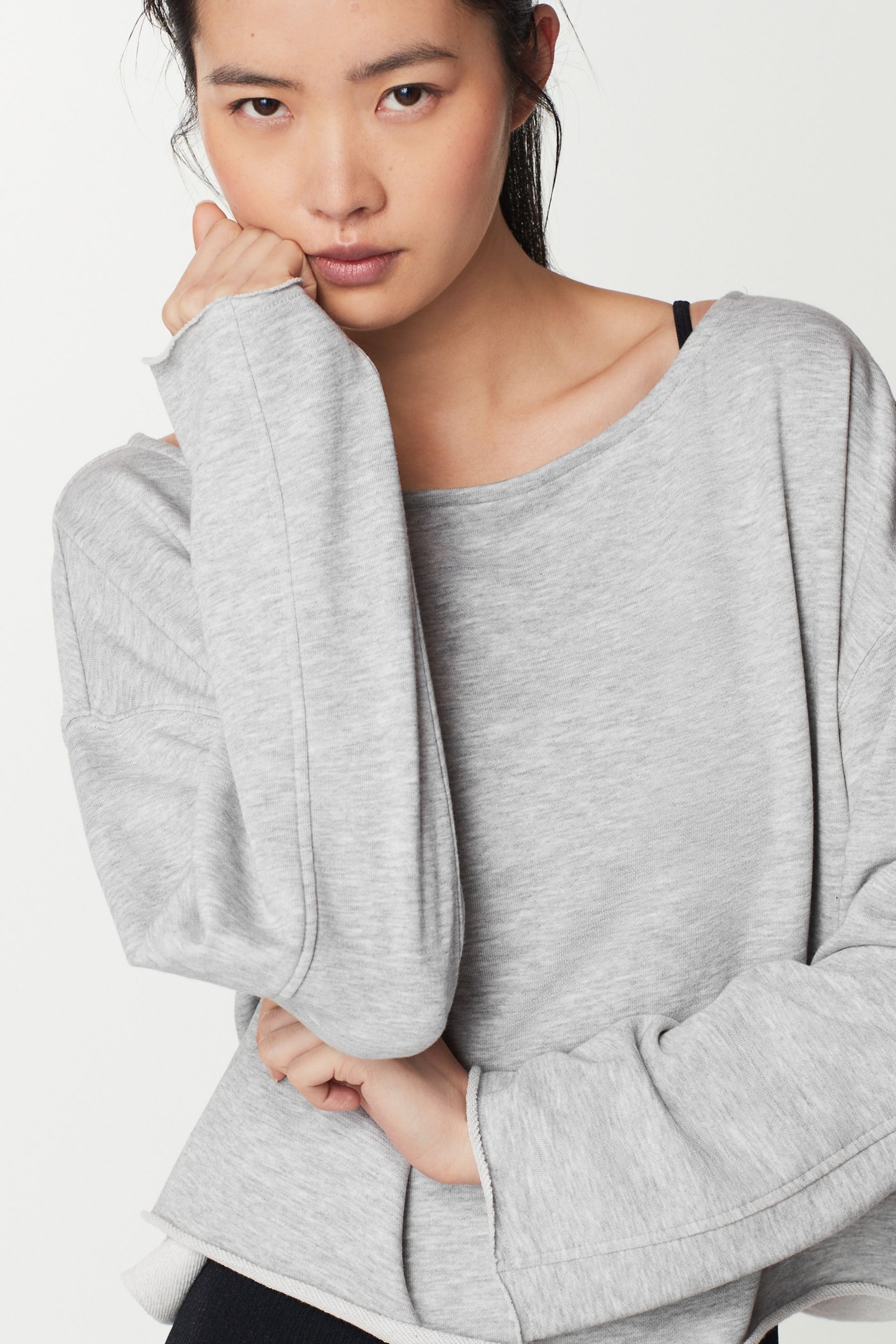 Grey Relaxed Fit Slouch Sweat Top - Image 2 of 7