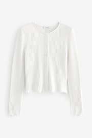 Ecru White Long Sleeve Knit Look Button Detail Cardigan - Image 4 of 5