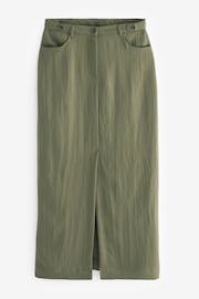 Khaki Green Utility Midi Skirt With Centre Slit - Image 6 of 7