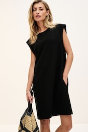 Black Relaxed Fit Jersey Short Sleeve Dress - Image 1 of 6