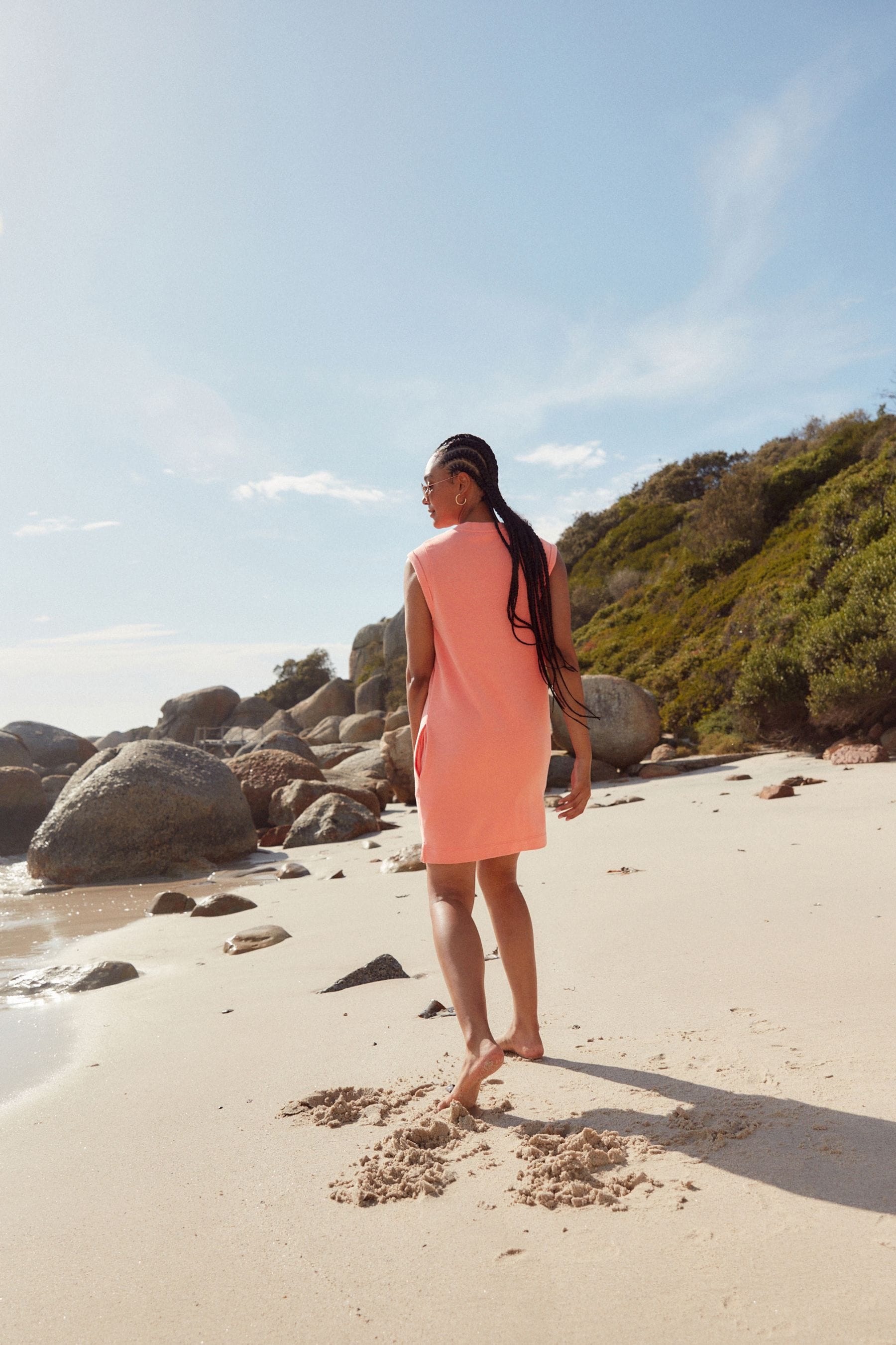 Buy Coral Pink Relaxed Fit Jersey Short Sleeve Dress from the Next UK online shop