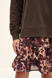 Chocolate Brown Animal Layered Sweatshirt Long Sleeve Animal Print Dress - Image 4 of 6