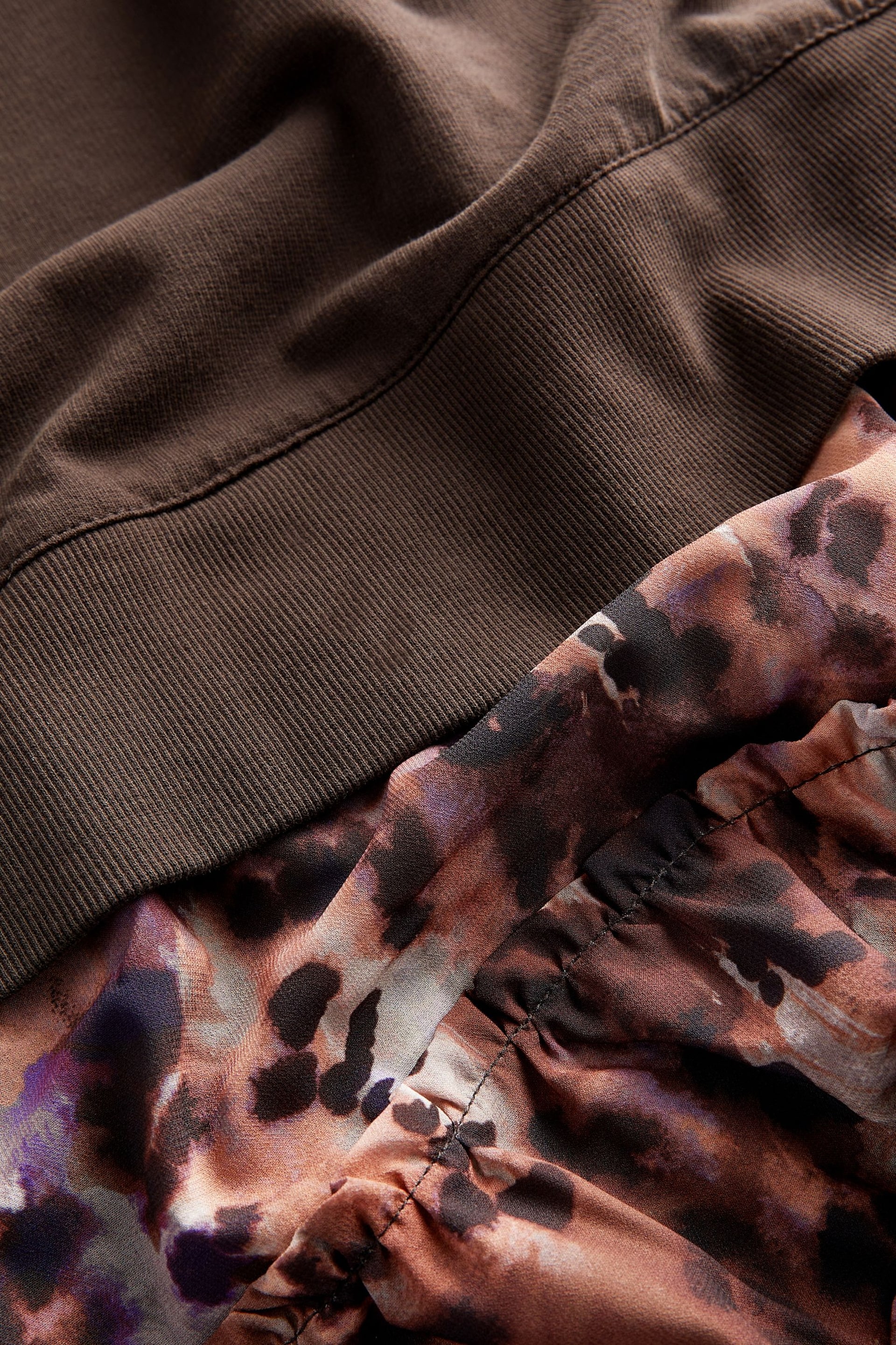 Chocolate Brown Animal Layered Sweatshirt Long Sleeve Animal Print Dress - Image 6 of 6