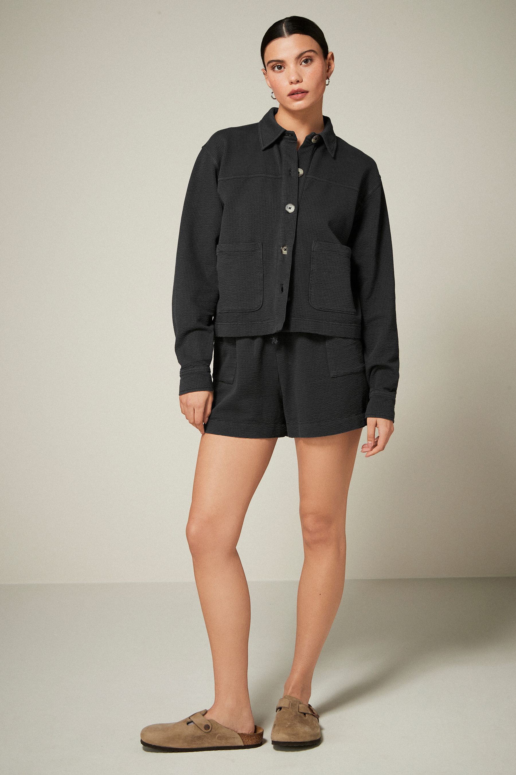Buy Black Textured Lightweight Button Up Jacket from the Next UK online shop