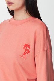 Coral Red Palm Springs Long Sleeve Graphic Slogan Sweatshirt - Image 5 of 7